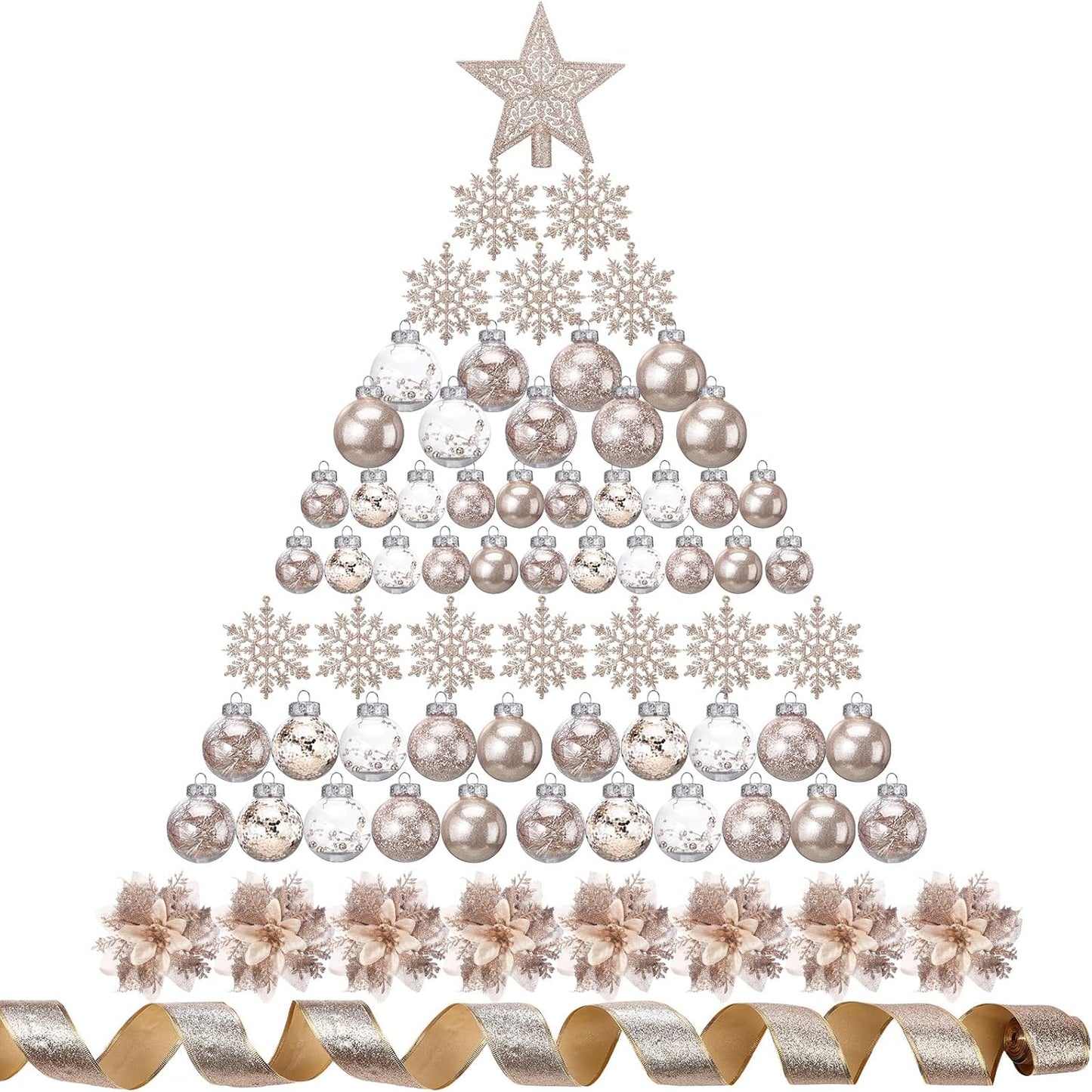 Champagne Gold Christmas Ball Ornaments Set for Festive Decor