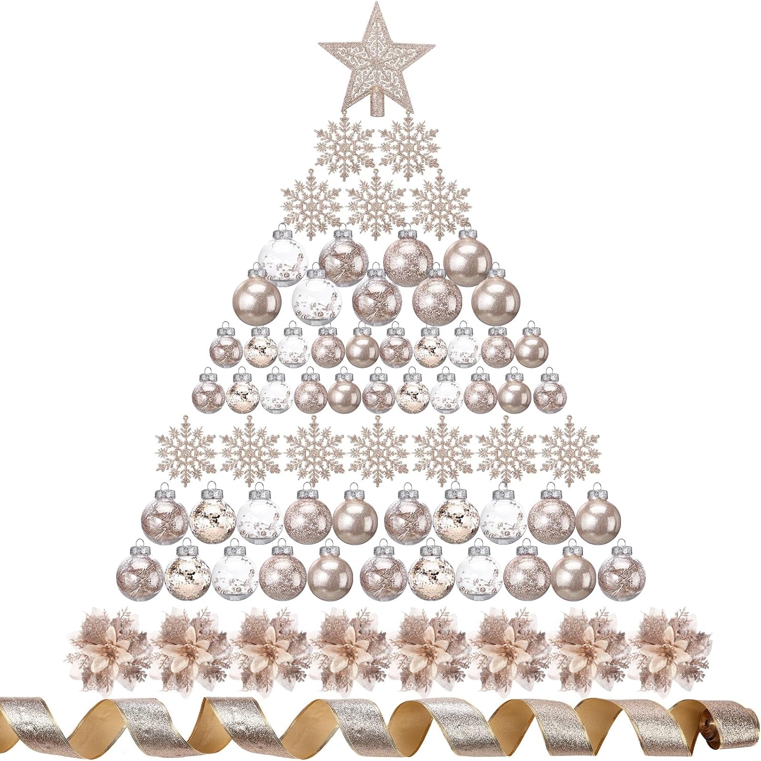 Champagne Gold Christmas Ball Ornaments Set for Festive Decor