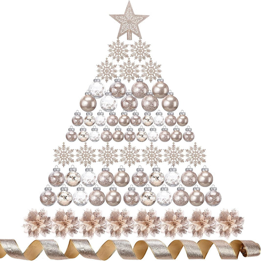 Champagne Gold Christmas Ball Ornaments Set for Festive Decor