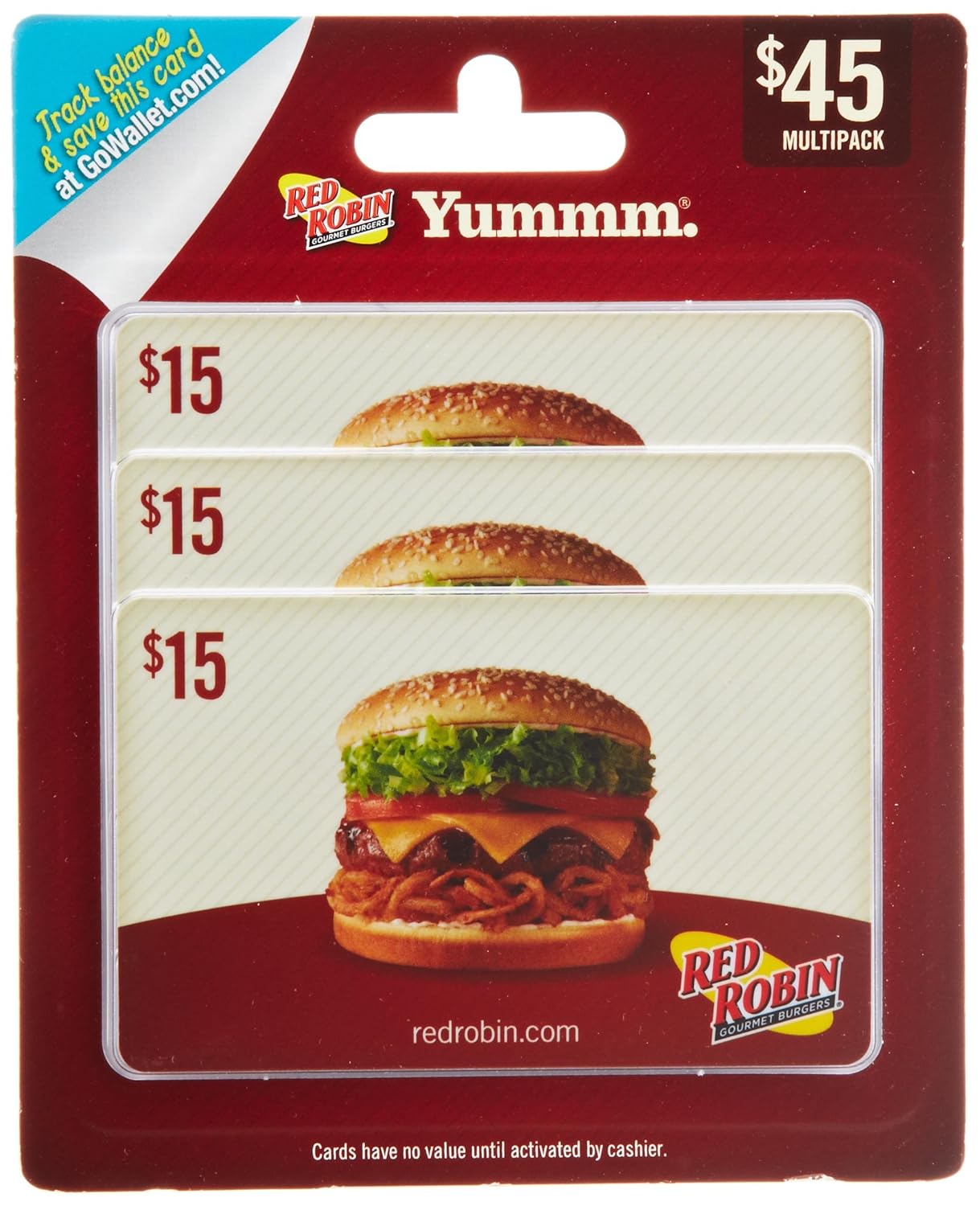 Red Robin Gift Cards Multipack of 3 for Gourmet Burgers Lovers