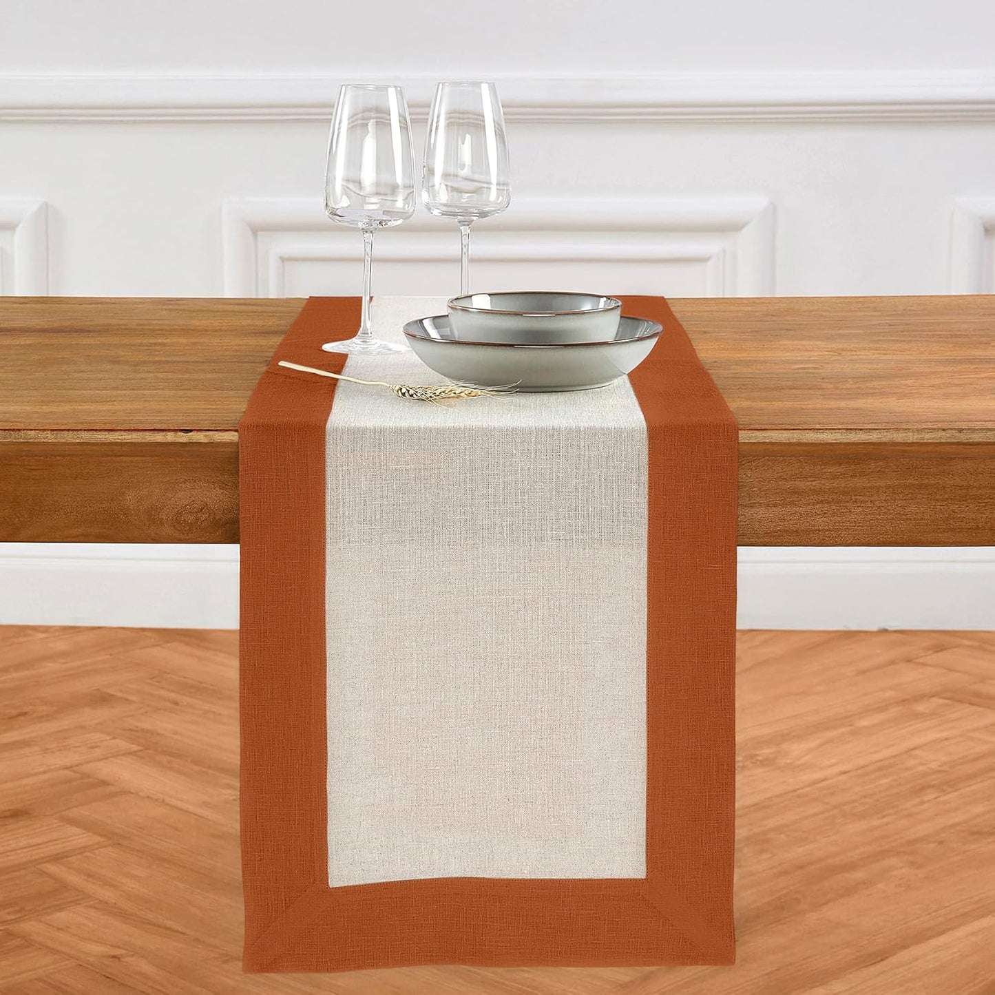 Pure Linen Table Runner 14 x 36 Inch for Fall Decor