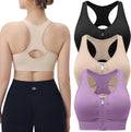 Evercute Zip Front Sports Bra Women Medium Support - Easy On/Off