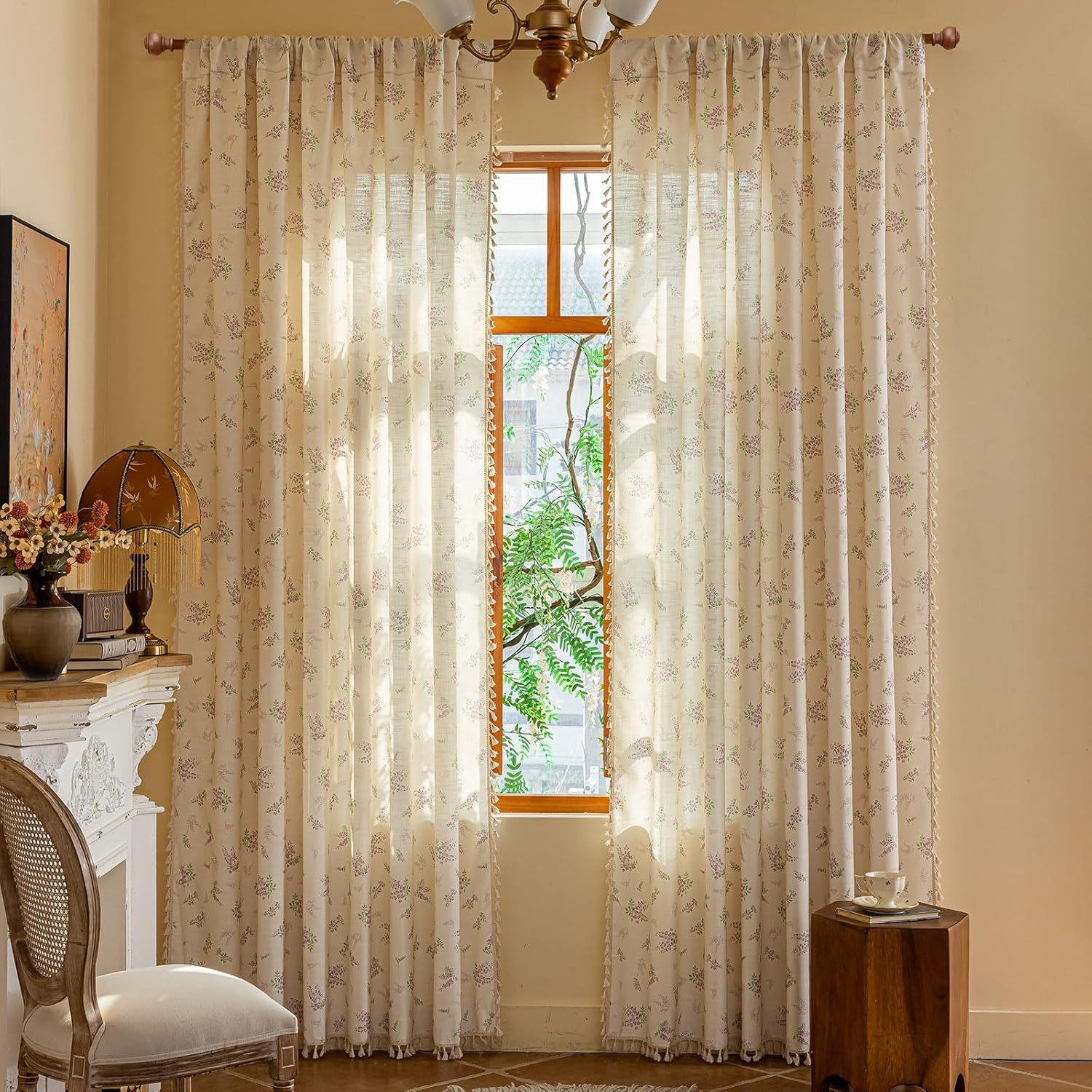 Purple Floral 84 Inch Curtains for Living Room Decor and More