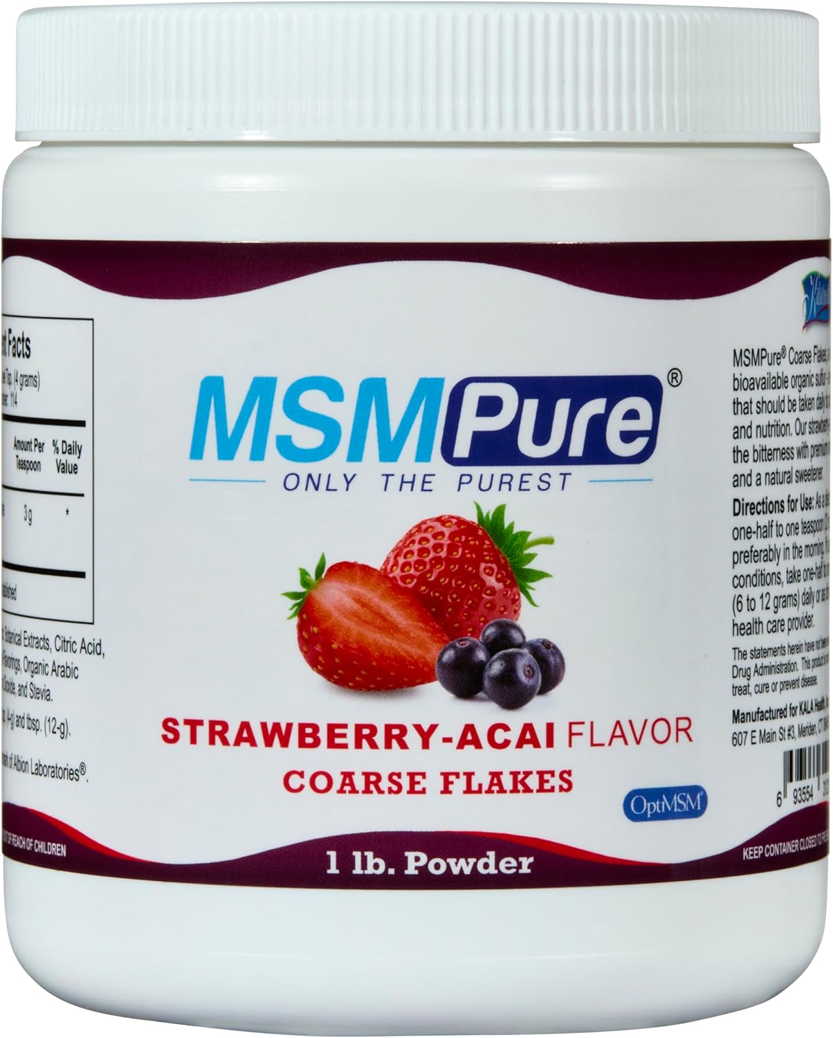 MSMPure Strawberry Acai Flavored MSM Powder for Joint Health