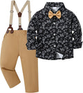 Baby Boy Dress Suit with Bowtie and Suspender Pants - Toddler Formal