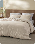 Luxurious Cotton Duvet Cover King with Linen-Like Texture
