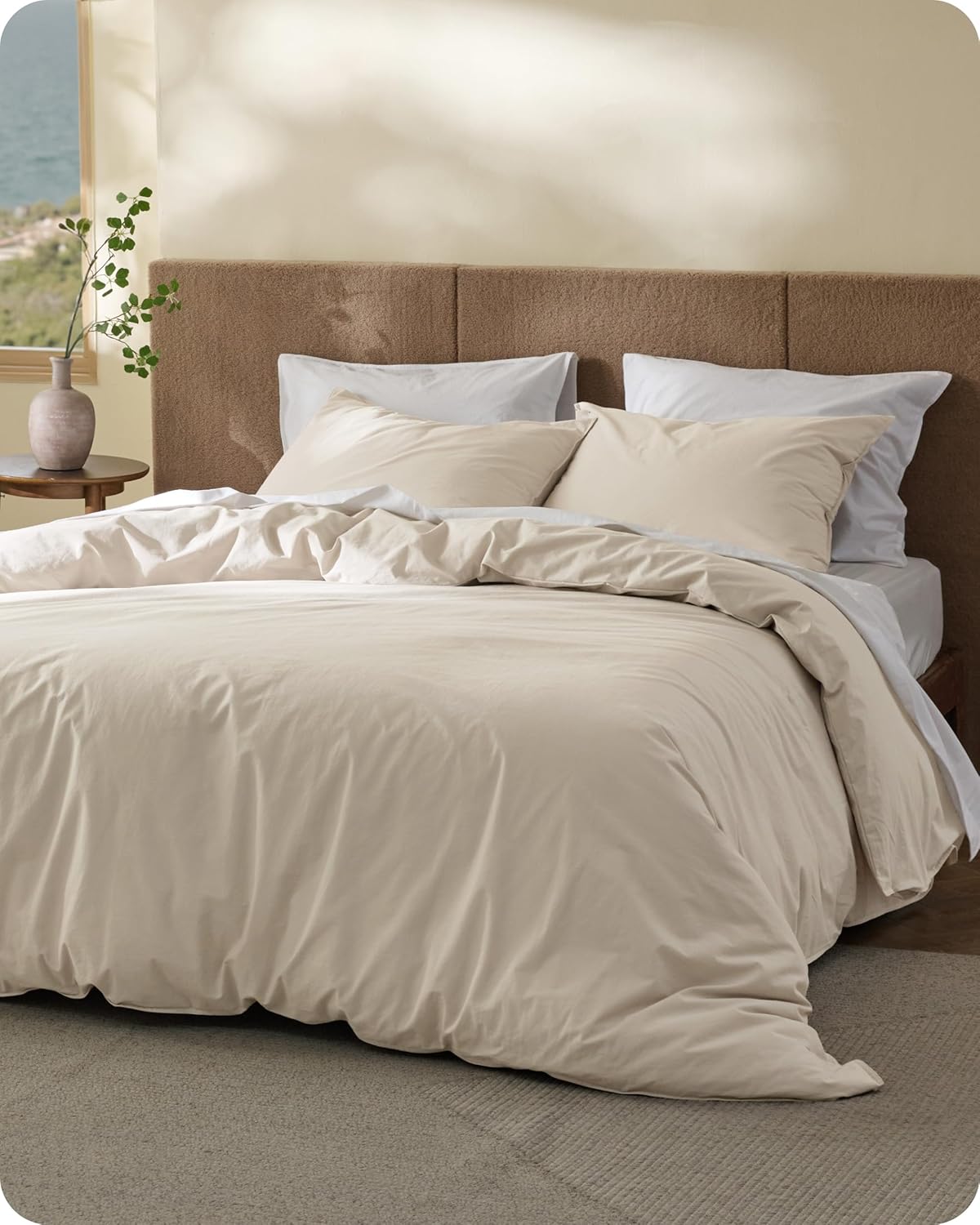 Luxurious Cotton Duvet Cover King with Linen-Like Texture