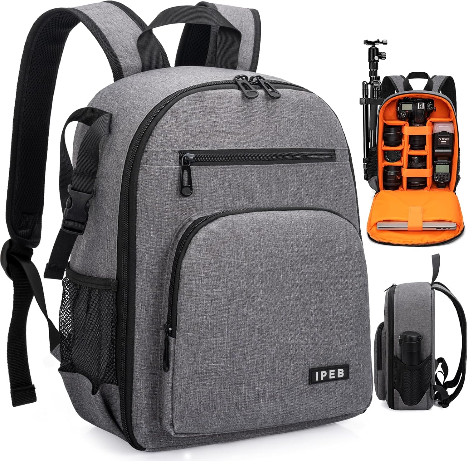 Waterproof DSLR Camera Backpack for Photographers - Grey/Orange