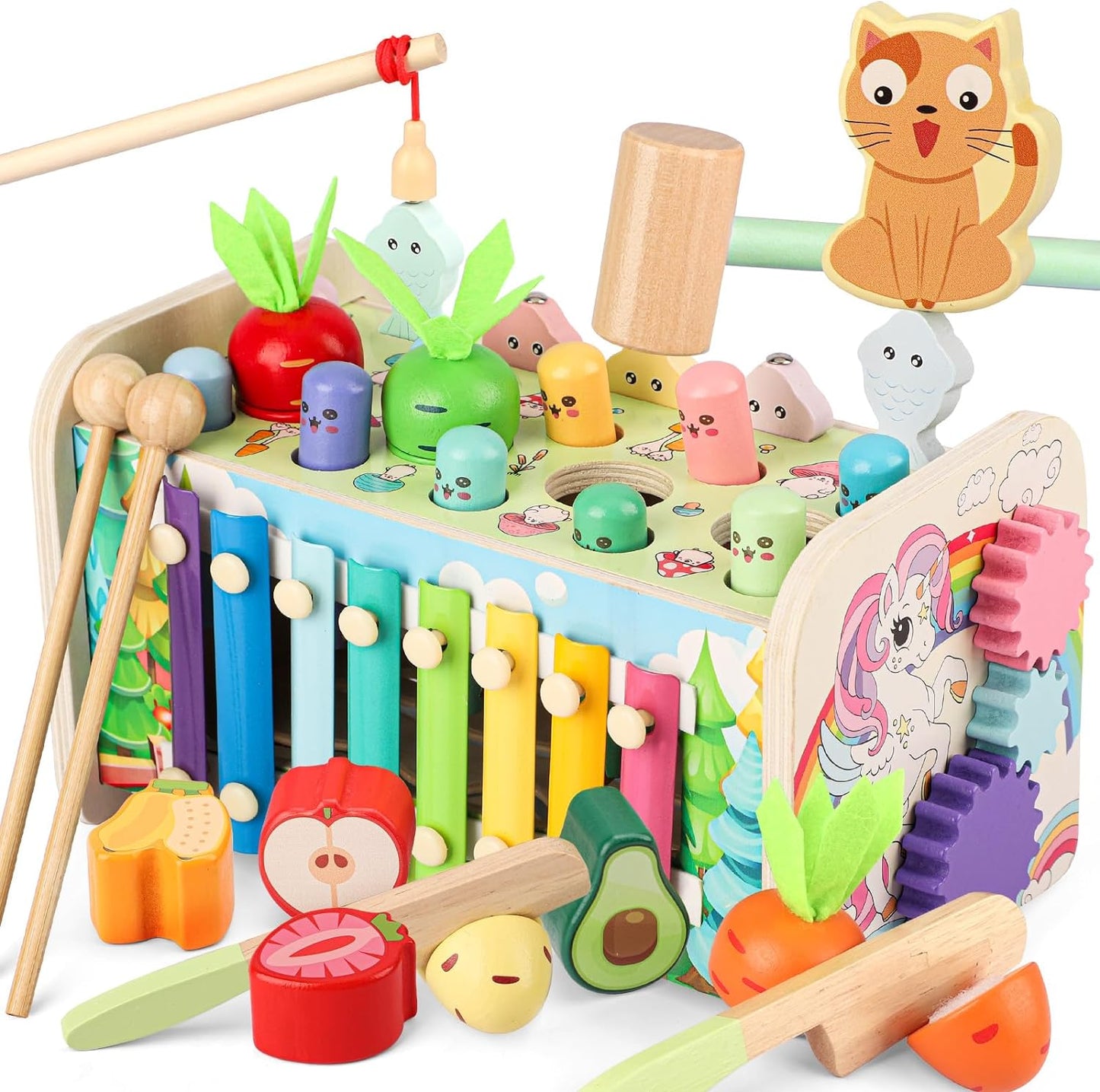 Montessori Toddlers Hammering & Whack-A-Mole Toy - 10-in-1 Fun!