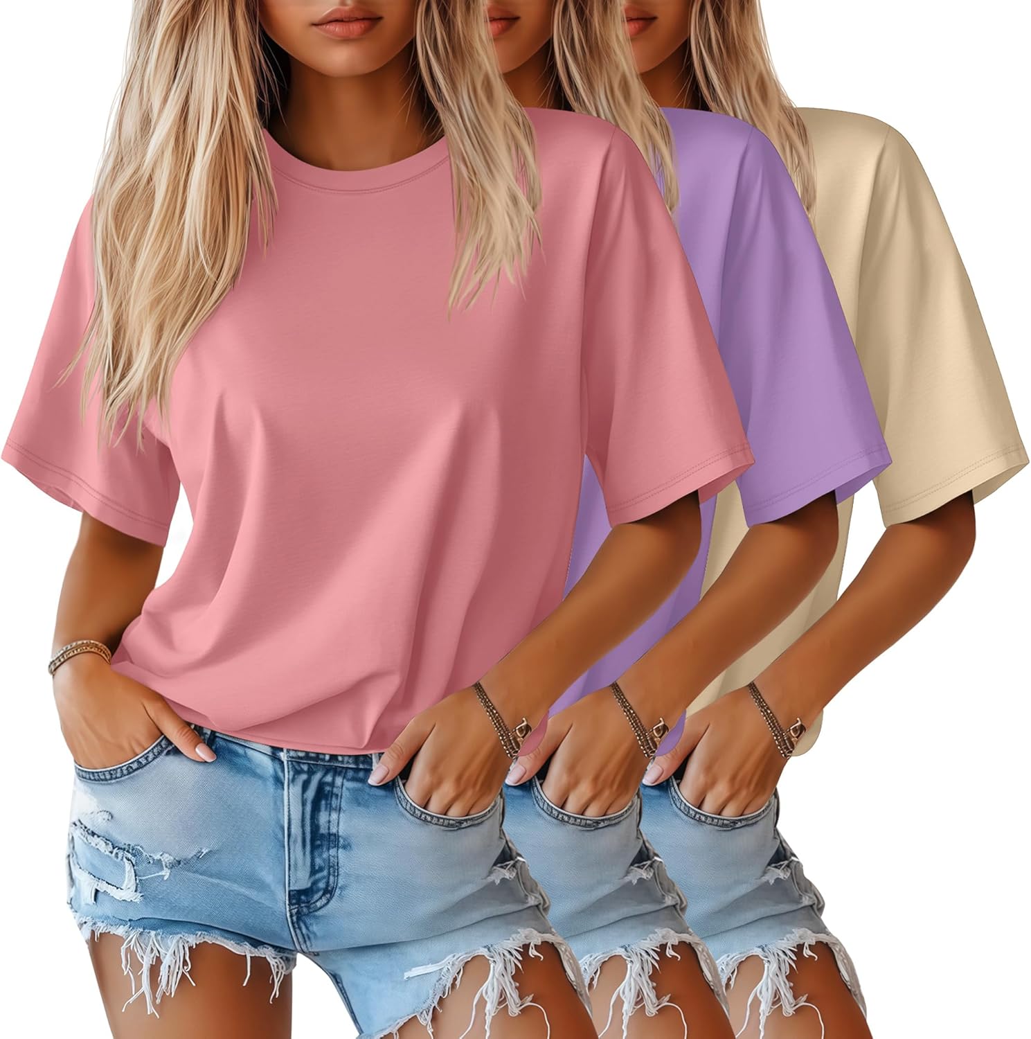 Huukeay Women's Half Sleeve T-Shirts for Casual Summer Wear