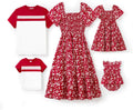 Family Matching Boho Floral Smocked Dress and Tee Set - Comfortable