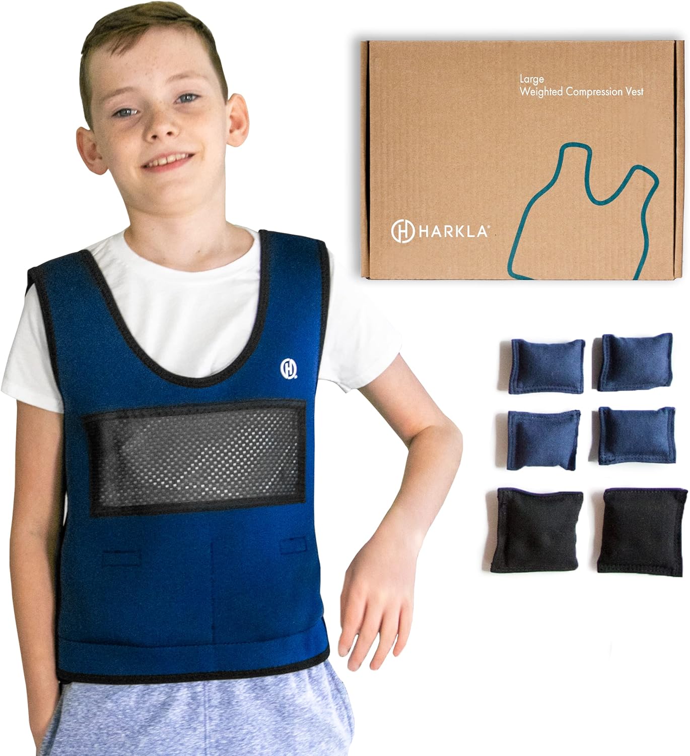 Harkla Weighted Vest for Kids - Adjustable Compression Vest