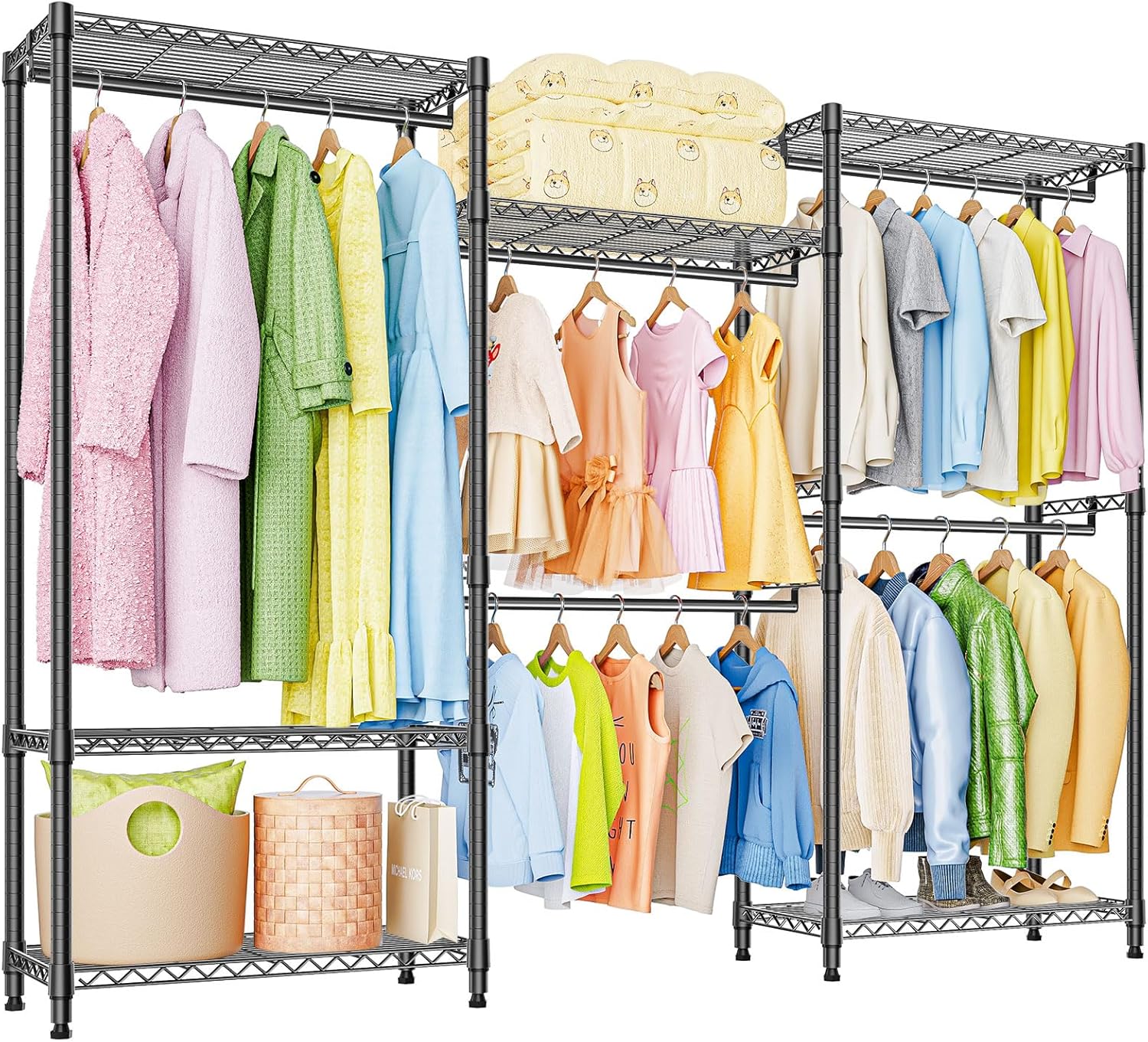 Heavy Duty Rolling Garment Rack with Adjustable Shelving System