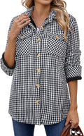 Zeagoo Women's Fleece Sherpa Jacket Casual Button Down Flannel Shacket