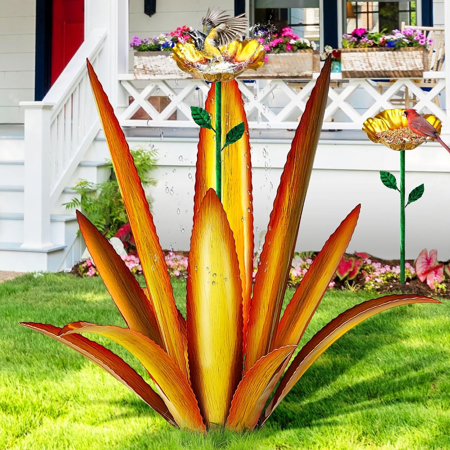 Large Metal Agave Yard Art for Outdoor Decor and Garden Style