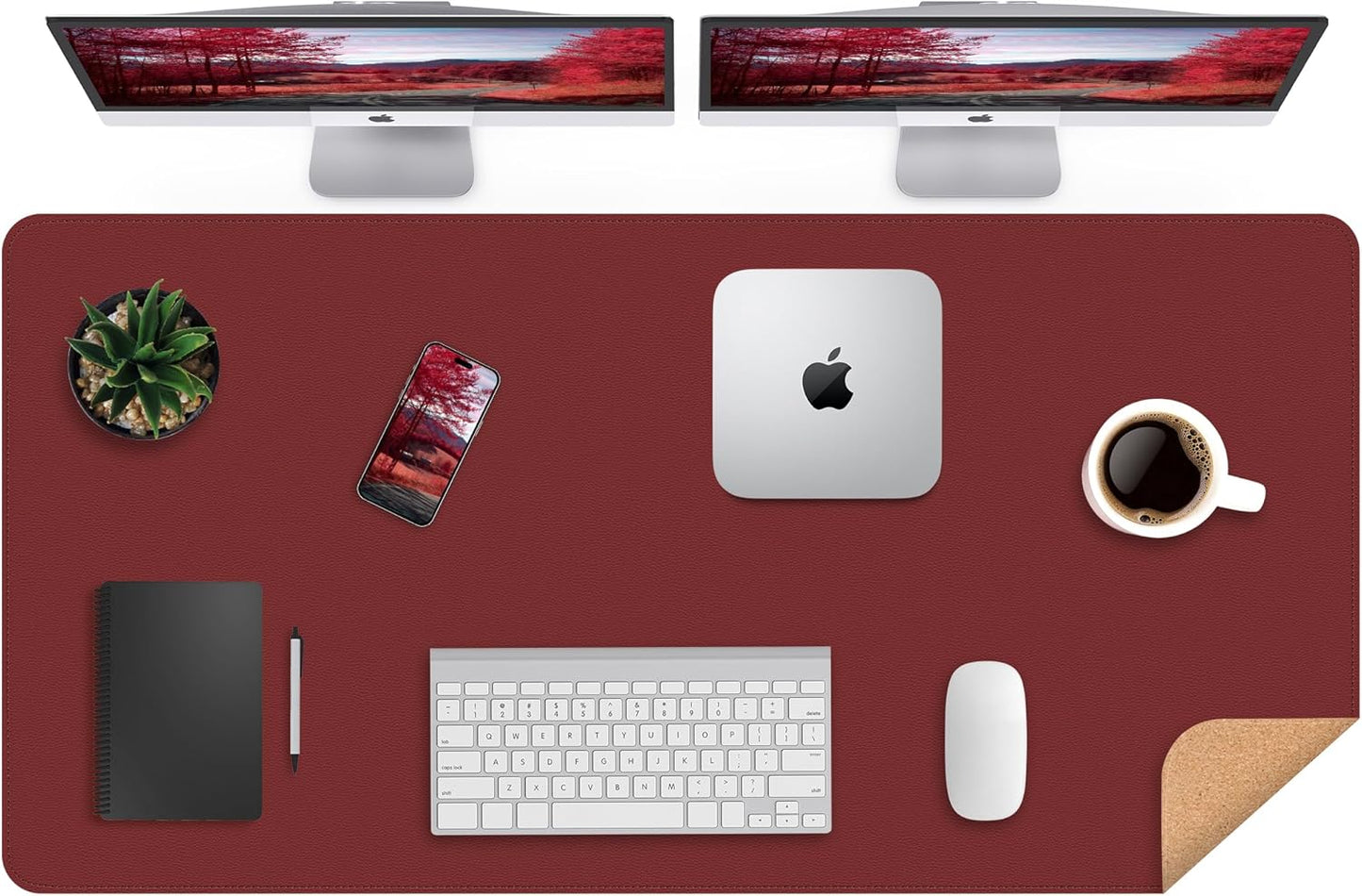 Large Leather Desk Mat 47x23.7 in Non-Slip Waterproof Design