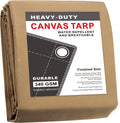 CARTMAN 20x20 ft Tan Canvas Tarp - Heavy Duty Multipurpose Cover