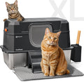 Stainless Steel Cat Litter Box XL 27L with Lid - Black Enclosed