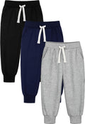 Toddler Cotton Sweatpants 3 Pack - Soft Unisex Pull-On Pants
