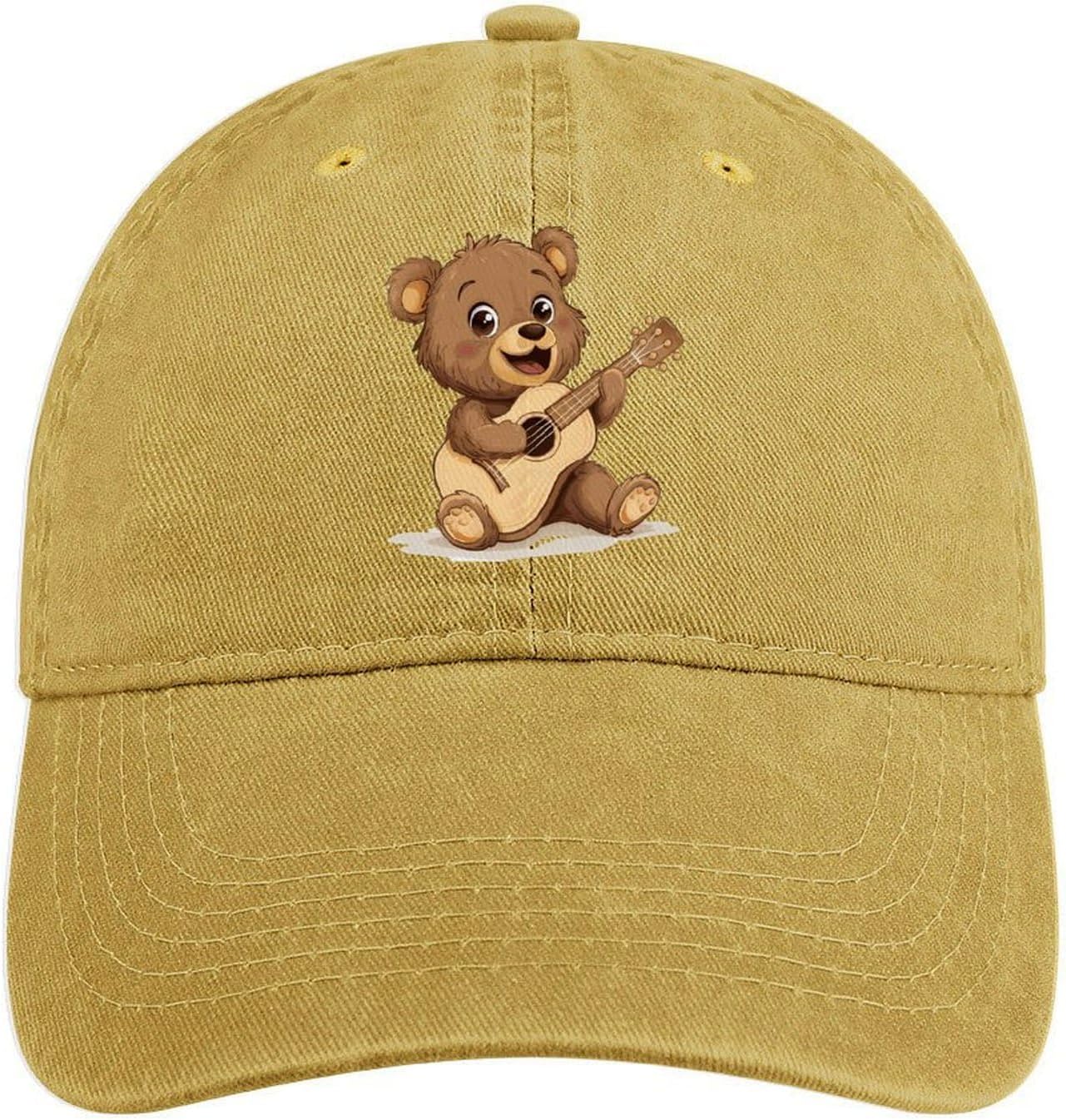 Cute Bear Denim Dad Hat for Gamers