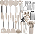 Silicone Cooking Utensils Set with Stainless Steel Handles for All