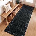 Vintage Black Kitchen Runner Rug 2x6 - Washable Thin Non Slip Runner