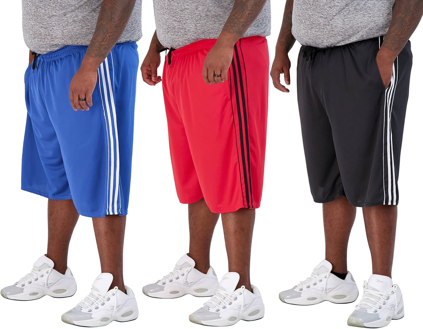Real Essentials Men's Big & Tall 3-Pack Athletic Performance Shorts