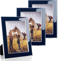 8x10 Picture Frame Navy Blue Enamel with Silver Edge - Sleek Display