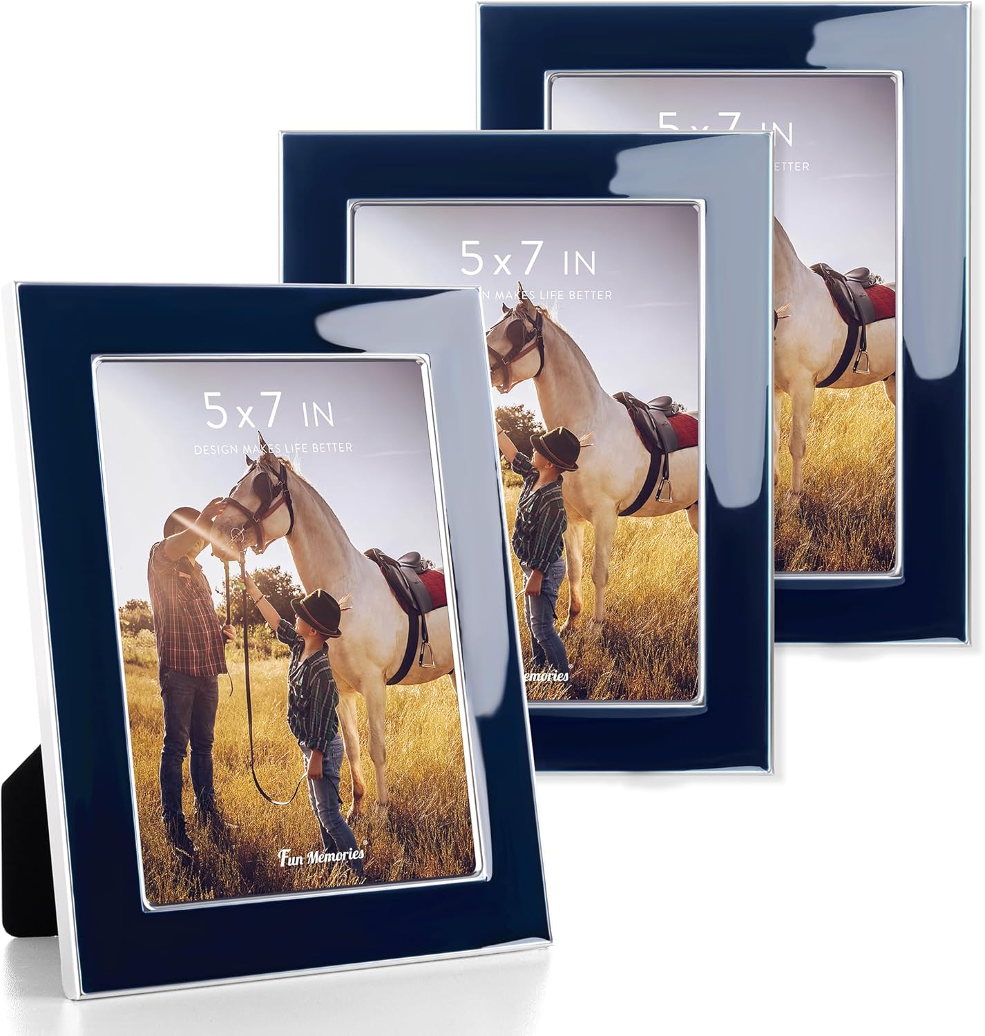 Fun Memories 8x10 Picture Frame Set - Navy Blue Enamel Design