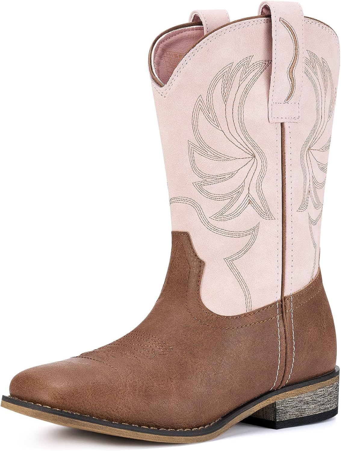 Rollda Kids Cowboy Boots for Boys Girls Western Square Toe