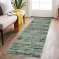 Modern Abstract Runner Rug 2x6 in Forest Green for Home Decor