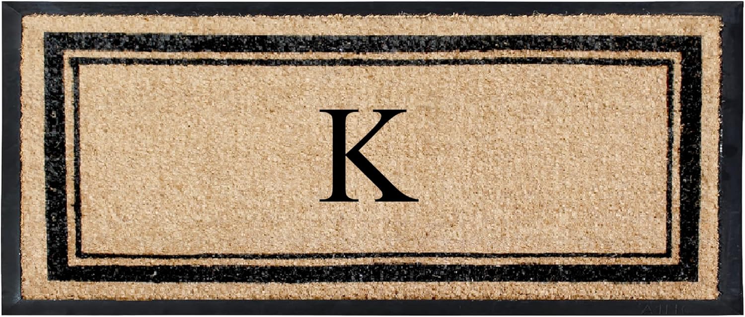 Natural Coir & Rubber Hand Flocked Large Monogrammed Door Mat