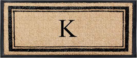 Natural Coir & Rubber Hand Flocked Large Monogrammed Door Mat