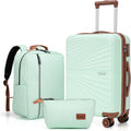 3 Piece Luggage Set 20in Carry On with Backpack - Hard Shell ABS
