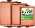 NutriChef 3 Piece Cookie Sheets for Baking - Stackable Nonstick Set