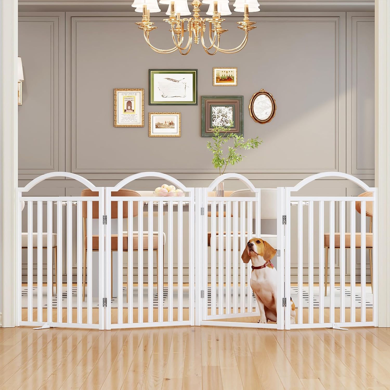Extra Wide 96in Dog Gate with Door for Indoor and Outdoor Use