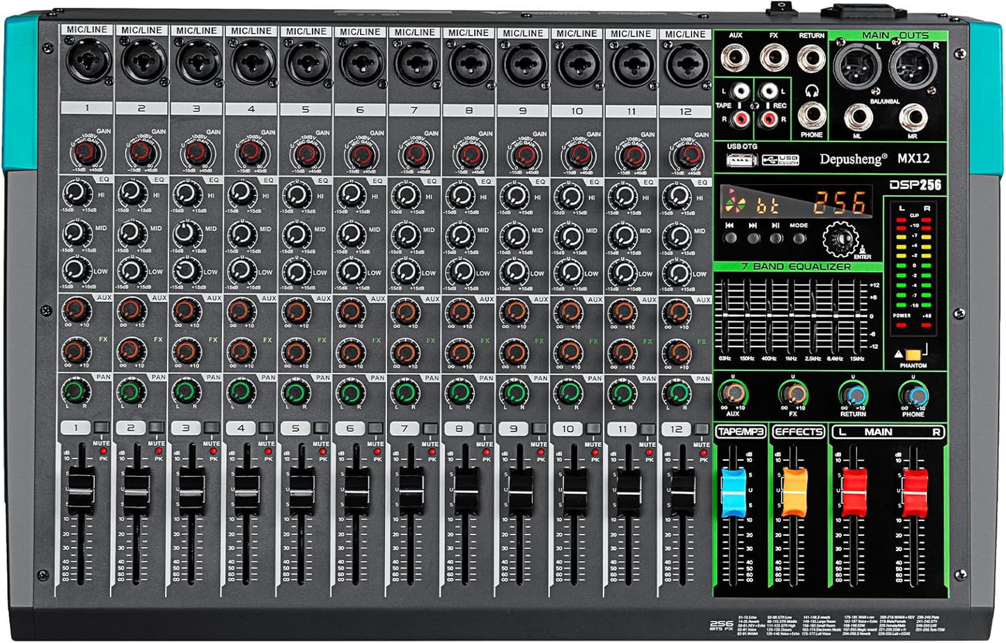 Depusheng MX12 12 Channel Mixer for Professional Audio Mixing