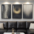 3 Piece 24x36 in Black and Gold Framed Modern Abstract Wall Art