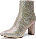 DREAM PAIRS Women's Chunky Heel Ankle Booties Pointed Toe - Cozy Boots