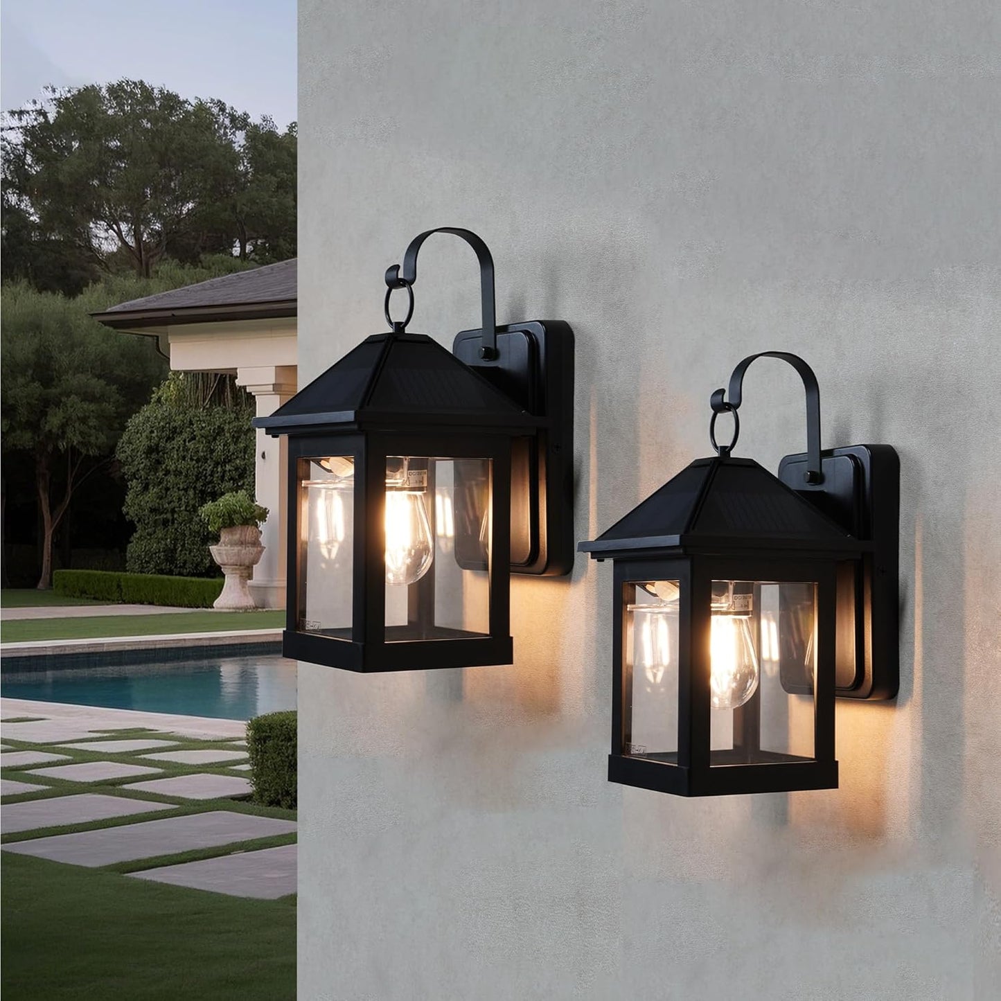 Solar Wall Lights Outdoor - 2 Pack Waterproof Motion Sensor