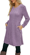 Kikibell Women's Long Sleeve Knit Dress with Pockets and Buttons