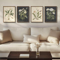 Framed Botanical Wall Art for Living Room - 4 Piece Rustic Floral Set