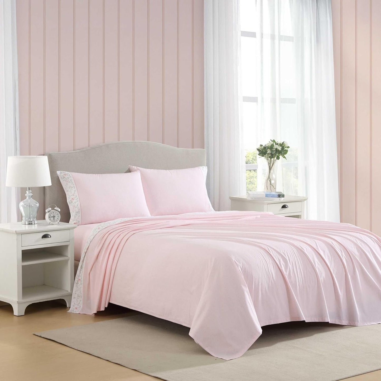 Laura Ashley King Sheet Set - Breathable Cotton Bedding Essentials