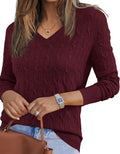 Womens Wool Blend Fall Sweater - Lightweight V Neck Pullover