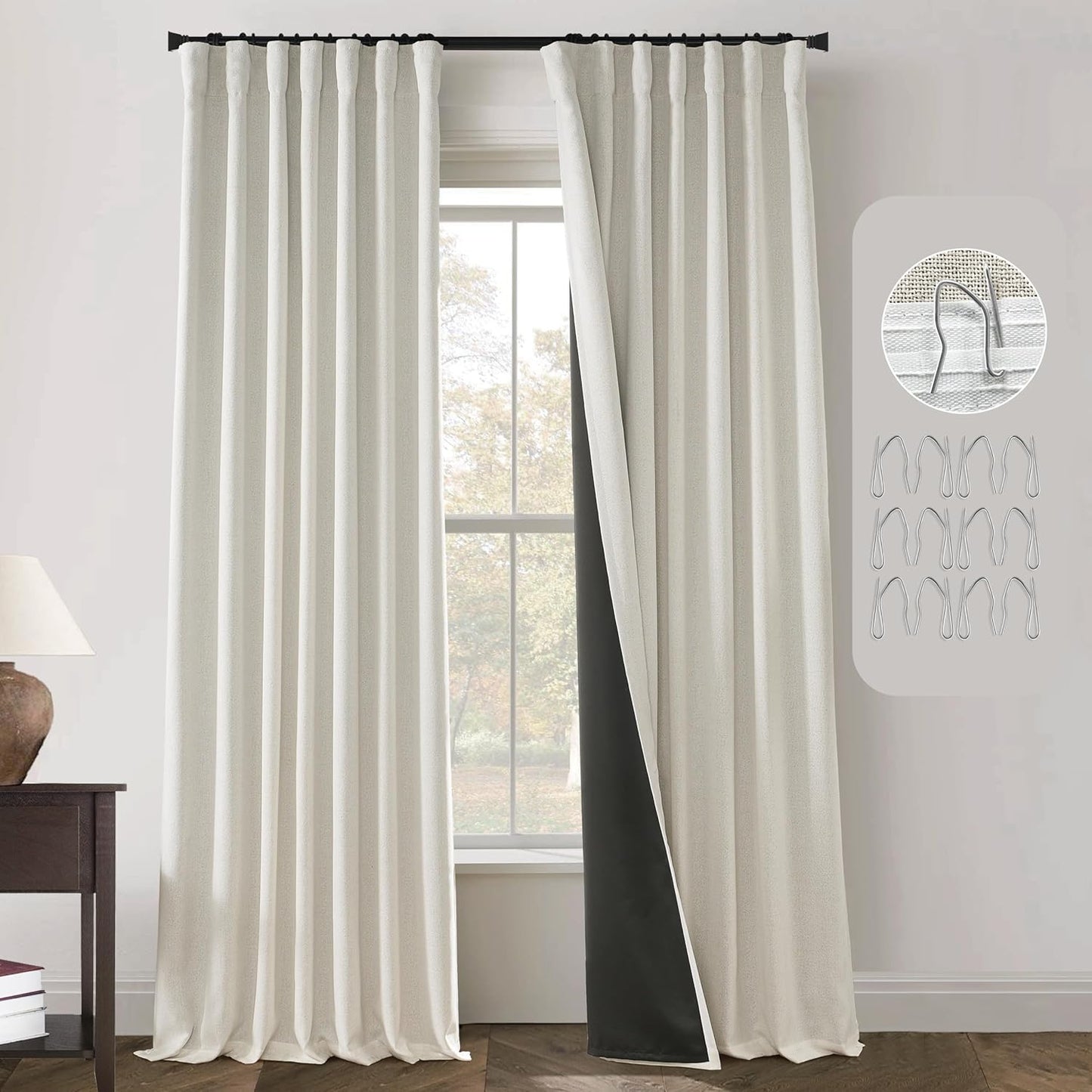 96 Cream Blackout Curtains - Noise Reducing & Stylish
