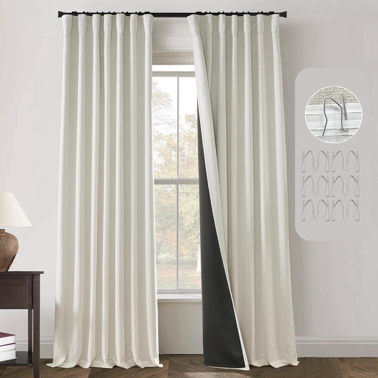 96 Cream Blackout Curtains - Noise Reducing & Stylish