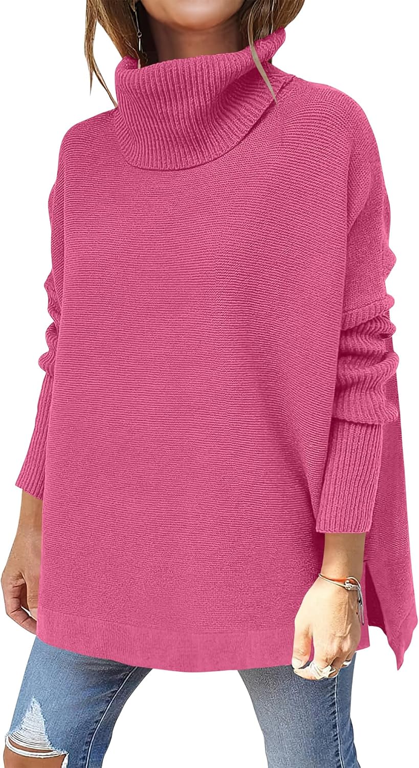 Oversized Turtleneck Batwing Sleeve Sweater for Fall Outfits