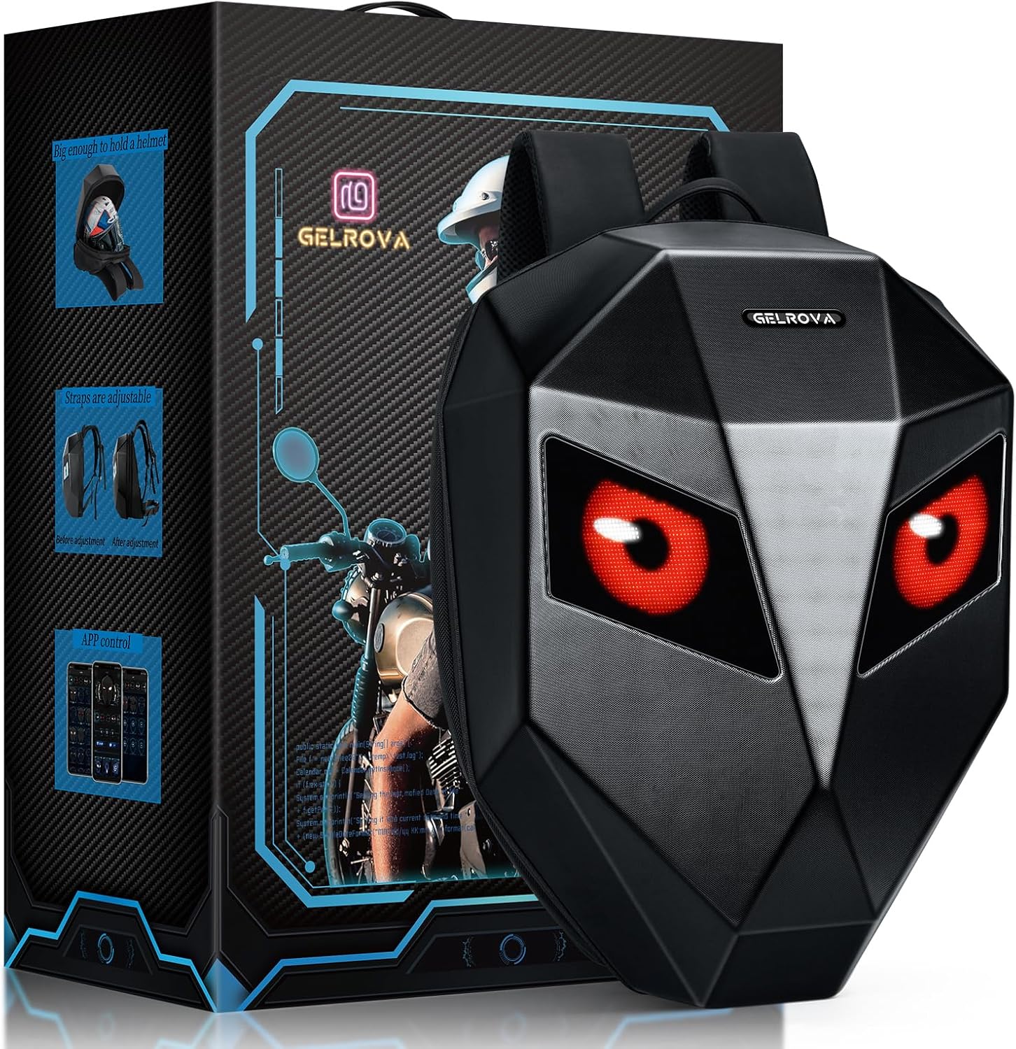 Gelrova Knight Motorcycle Backpack with LED Eyes for Travel