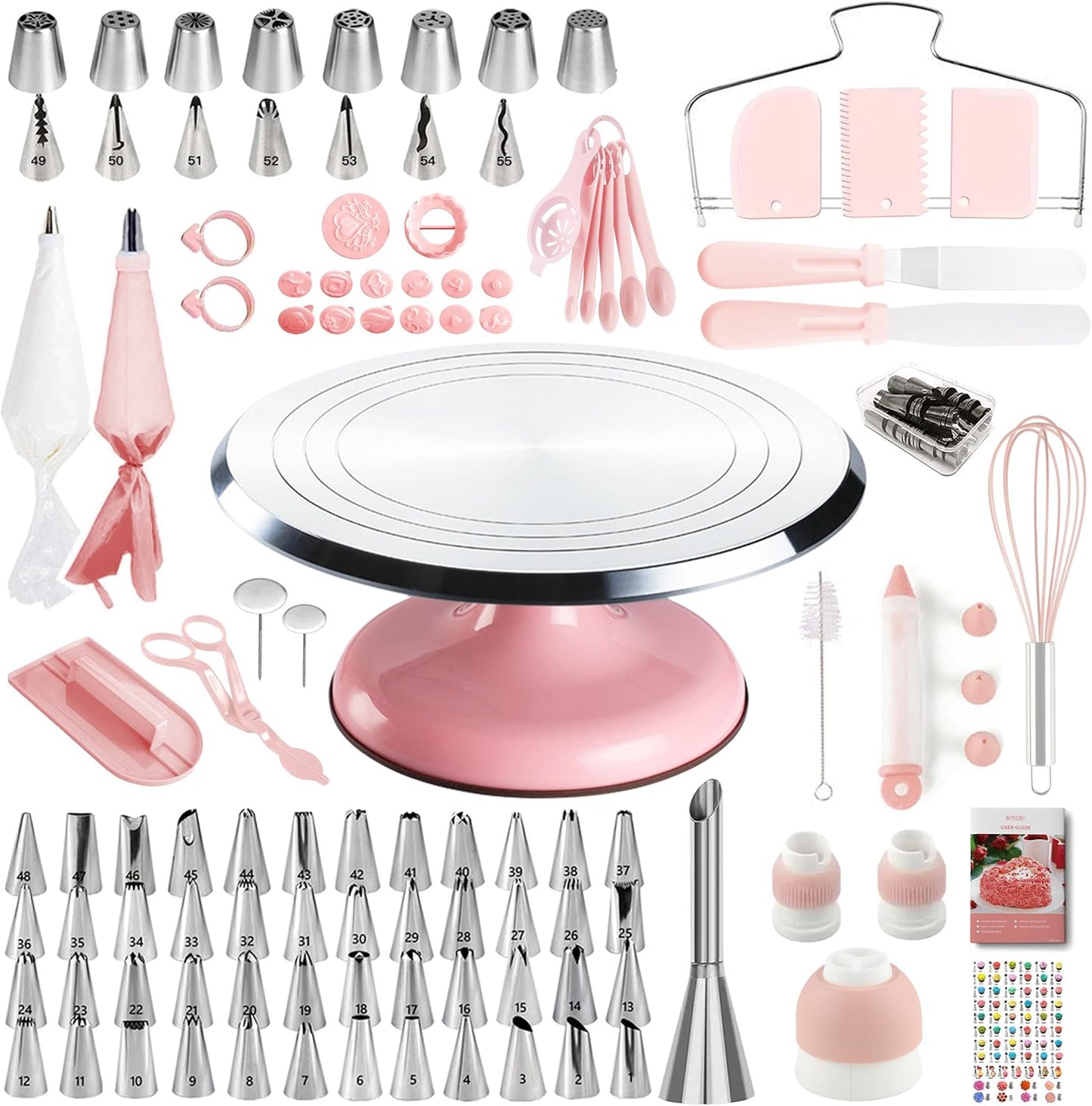 138pcs Cake Decorating Kit with Turntable and Piping Tips