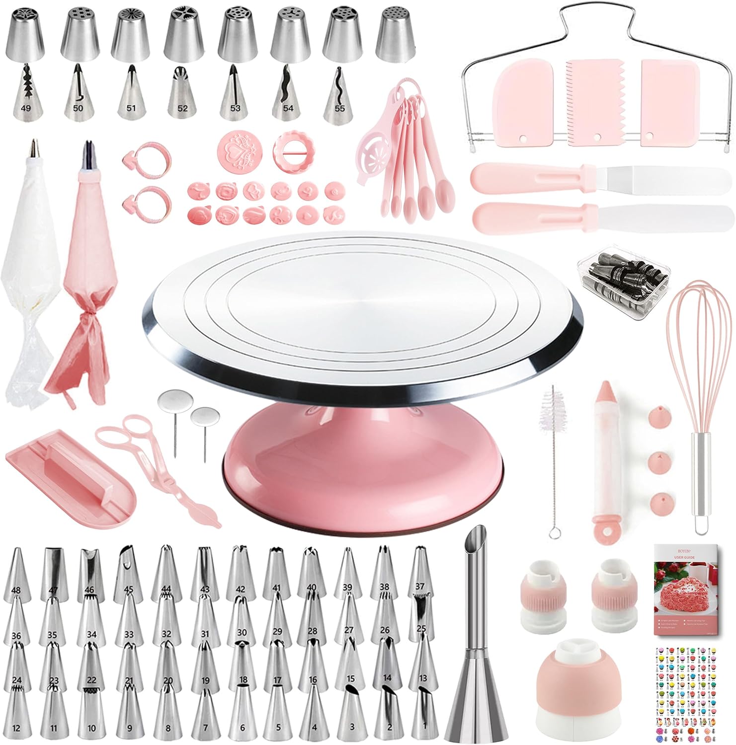 138pcs Cake Decorating Kit with Turntable and Piping Tips